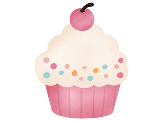 pink cupcake isolated on white background