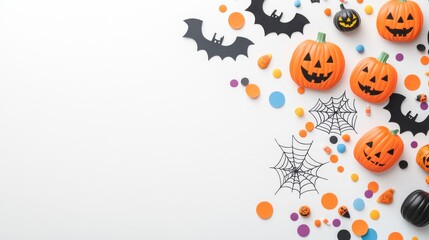 Colorful Halloween Decoration with Confetti and Pumpkins