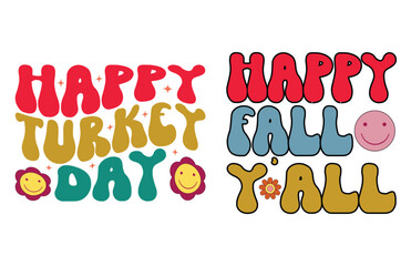 Retro Thanksgiving Svg Bundle Thanksgiving Shirt Fall Autumn T Shirt design