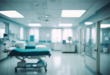 Blurred background of hospital. Couches, medical devices. Medicine, health, hospital, treatment
