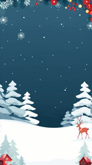 Snowy winter landscape with a Christmas tree and snowflakes, perfect for a holiday card,Generated By Ai