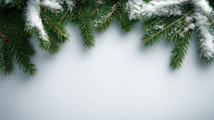 Obraz premium christmas background with fir branches and snow