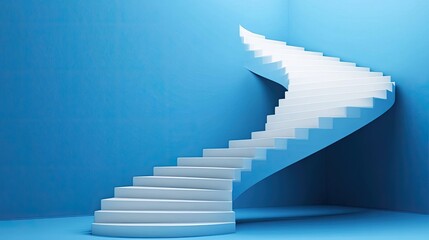 Obraz premium Elegant Staircase in Minimalist Blue Setting