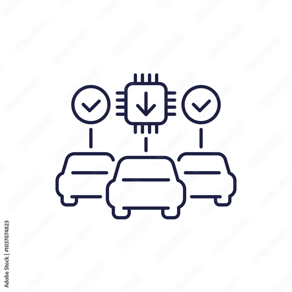 Canvas Prints car firmware update icon, fleet management line vector