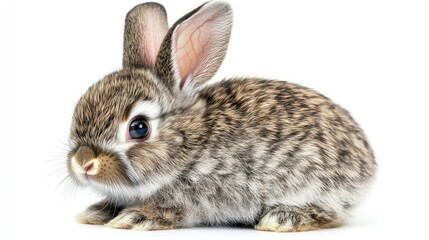 Obraz premium Cute Brown Rabbit with Fluffy Fur on White Background