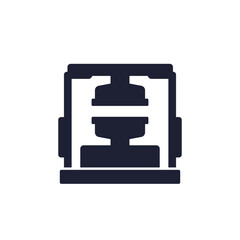 press machine icon, industrial machinery pictogram on white