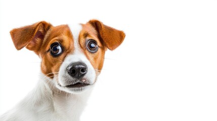 Cute Dog With Big Eyes Against White Background