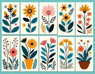 Botanical Posters with Different Flowers