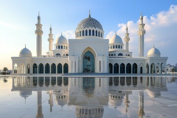 Obraz premium Beautiful mosque as a place of worship for Muslims created with Generative AI
