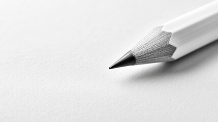 Close-Up of Sharpened Pencil on White Paper Surface