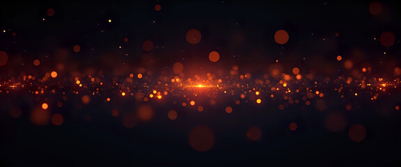 Abstract orange particles floating in a dark background
