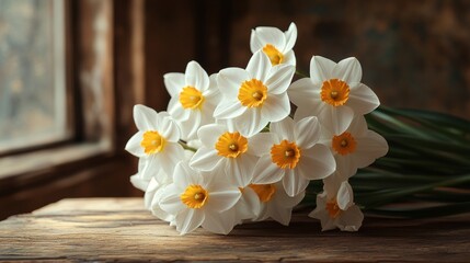 Photorealistic Image of a Narcissus Flower on a Table