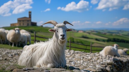 Obraz premium Mountain goat in meadows 