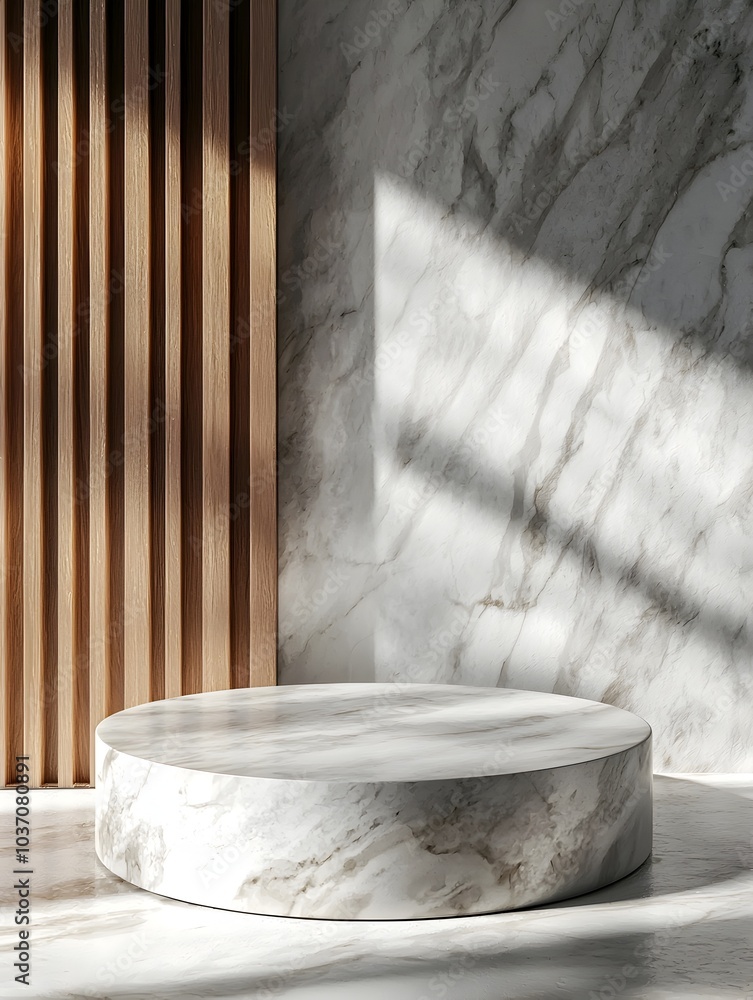 Poster luxurious marble backdrop for elegant product presentations with soft shadows and copy space