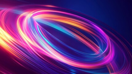 Illuminated Neon Ring on Vibrant Colorful Background with Trendy Design
