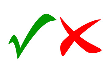 Check and Cross marks.Yes or no.Can be used for many purposes. isolated on white background