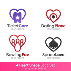 Heart Shape Logo Template Set. Good for Business, Agency, Community and Organization