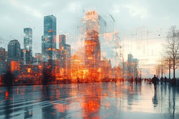 Fototapeta premium Cityscape with Double Exposure