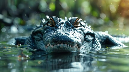 Obraz premium Detailed Lifestyle Image of a Crocodile in Its Natural Environment