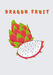 Dragon fruit on a white background