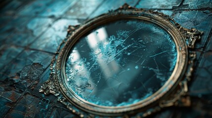 Photorealistic Display of a Vintage Mirror in Lifestyle Photography