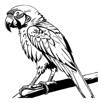 recommend clip art: Parrot . Black and white graphics. Logo design for use in graphics. T-shirt print, tattoo design.