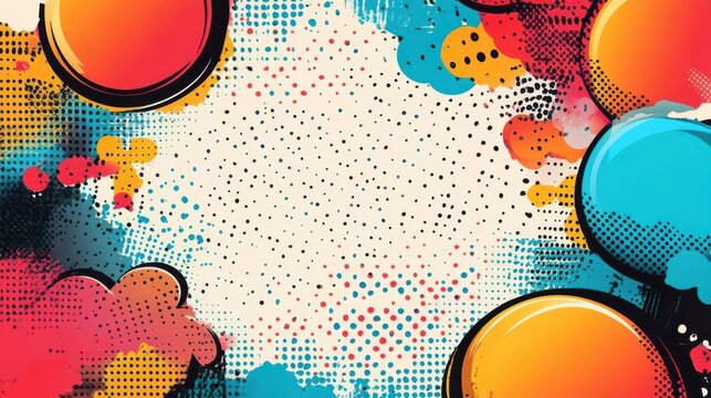 A colorful, abstract graphic design featuring vibrant circles and splashes, ideal for backgrounds.