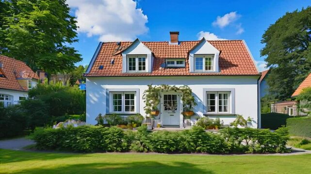 Exterior view of a house. Exterior view of a beautiful house in Arnis, Schleswig-Holstein, Germany.