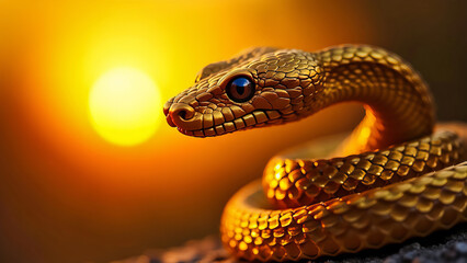 Fototapeta premium The golden guardian: the snake welcomes the dawn of the new year
