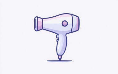 Fototapeta premium A modern vector style icon of a hairdryer, representing hair drying, with simple lines displayed on a clean white background 