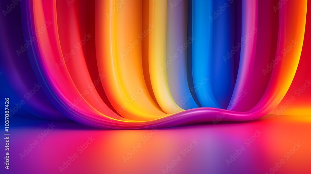 Poster vibrant neon rainbow gradient abstract background with smooth color transitions for creative product