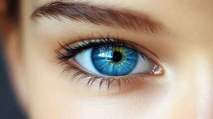 Obraz premium wonderful nature design of the full open human blue eye close-up macro photo