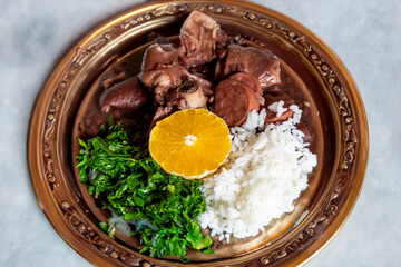 Traditional and true Brazilian feijoada prepared with the most authentic and classic ingredients