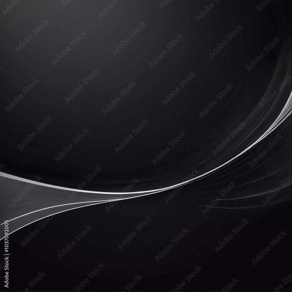 Poster graceful, swirling curves emerging from a dark backdrop, emphasizing fluidity and a dynamic sense of