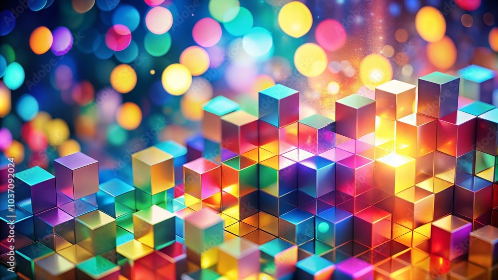Poster abstract block pattern with bokeh effect for modern design aesthetics