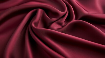 Obraz premium Elegant burgundy fabric showcasing smooth, silky texture and deep folds