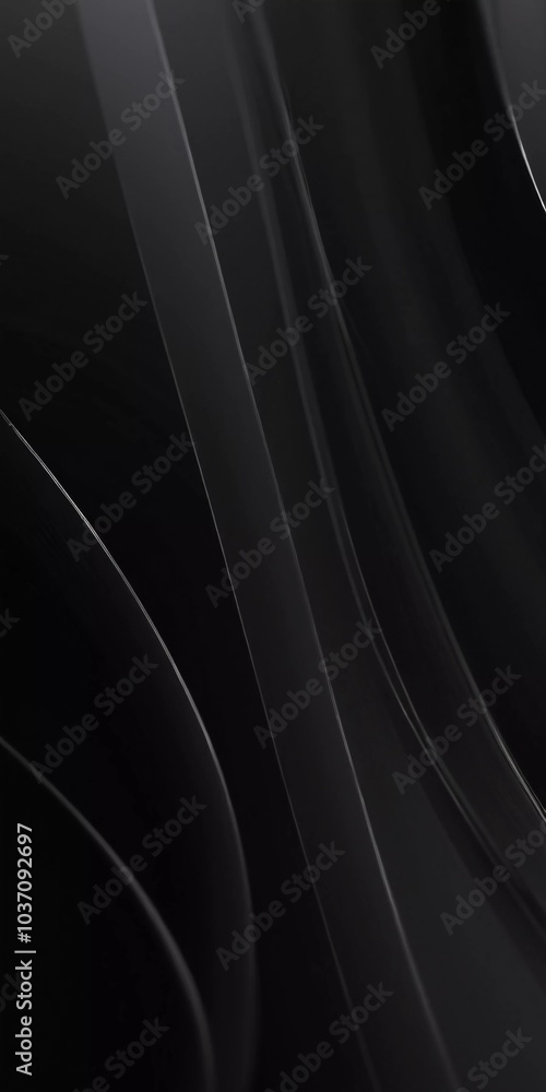 Poster graceful, swirling curves emerging from a dark backdrop, emphasizing fluidity and a dynamic sense of