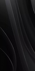 Graceful, swirling curves emerging from a dark backdrop, emphasizing fluidity and a dynamic sense of movement, inviting contemplation. Black background with smooth lines. Generative AI