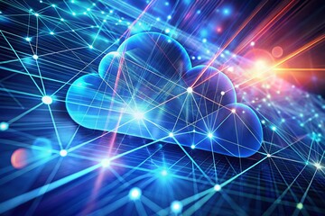 Obraz premium Abstract Cloud Computing Background with Blue Lines for Digital Connectivity and Innovation