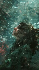 Mystical Underwater Portrait of a Woman with Long Hair