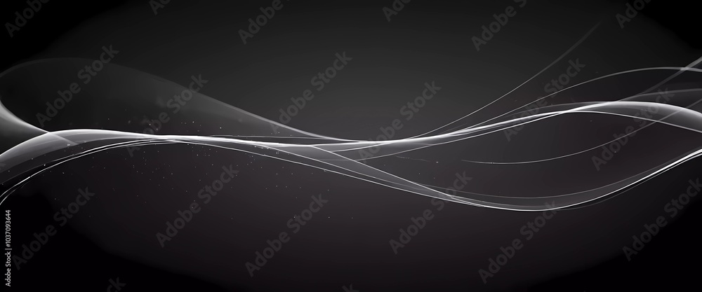 Poster graceful, swirling curves emerging from a dark backdrop, emphasizing fluidity and a dynamic sense of