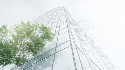 Obraz premium sustainable green building practices in architectural blueprints ecofriendly construction planning digital concept illustration, Ai