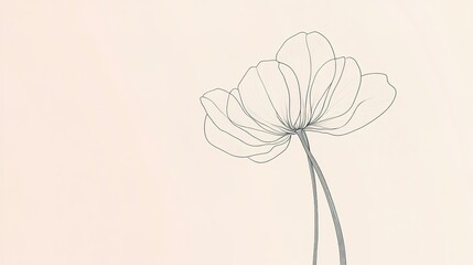Elegant Minimalist Flower Illustration: Delicate Petals and Soft Pastel Colors