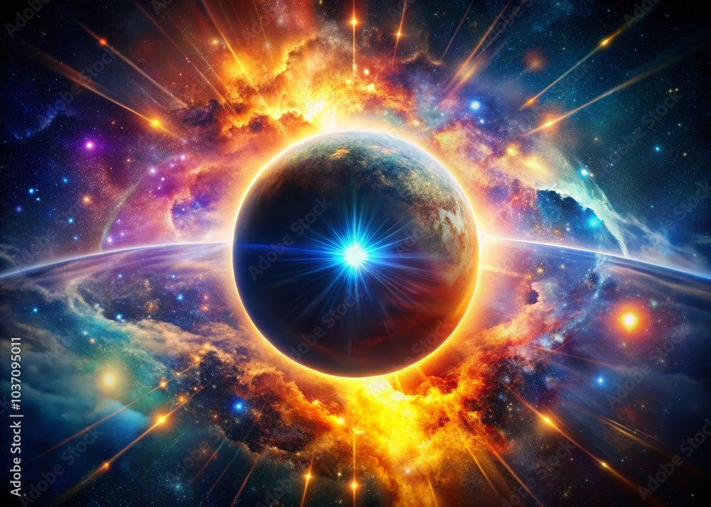 Aufkleber abstract futuristic glow effect frame with supernova explosion for cosmic art and design