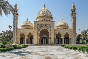 Fototapeta premium Beautiful mosque as a place of worship for Muslims created with Generative AI