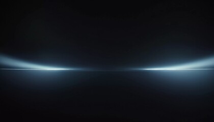 Smooth black backdrop accentuated by soft blue anamorphic bokeh effects. Gentle light waves flow across the surface, creating an ethereal atmosphere. Generative AI