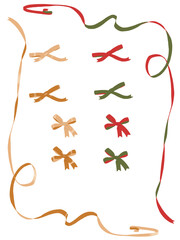 クリスマカラーのリボン装飾素材