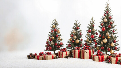 Obraz premium christmas tree with gift boxes tree decorations isolated white background