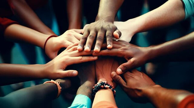 group of people holding hands