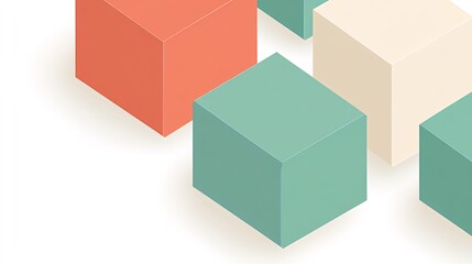 Abstract geometric shapes in pastel colors on a white background.